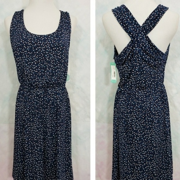 Kaileigh Dresses & Skirts - Kaileigh Blue Textured Dress with Crisscross Back Size L
